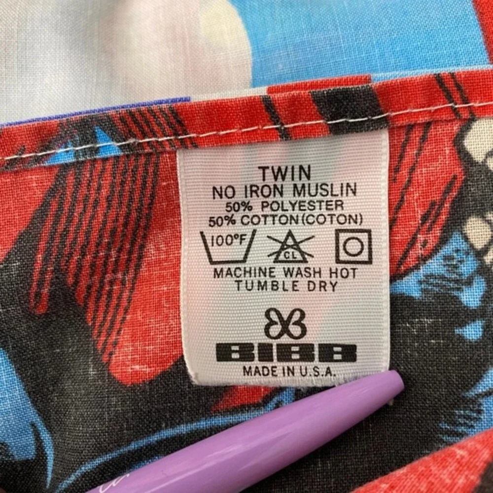 Vtg 70s Wamsutta Superman 2 Twin Sheet SET Bunk Beds Red‎ White Blue